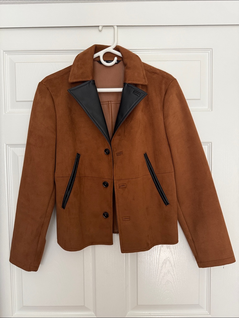 Zara Brown Suede Jacket with Black Trim
